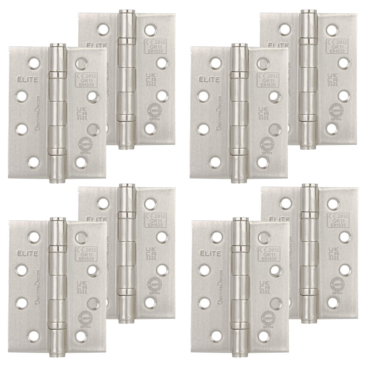 Ball Bearing Fire Rated Door Hinges - 102mm - Satin Nickel - 4 Pairs