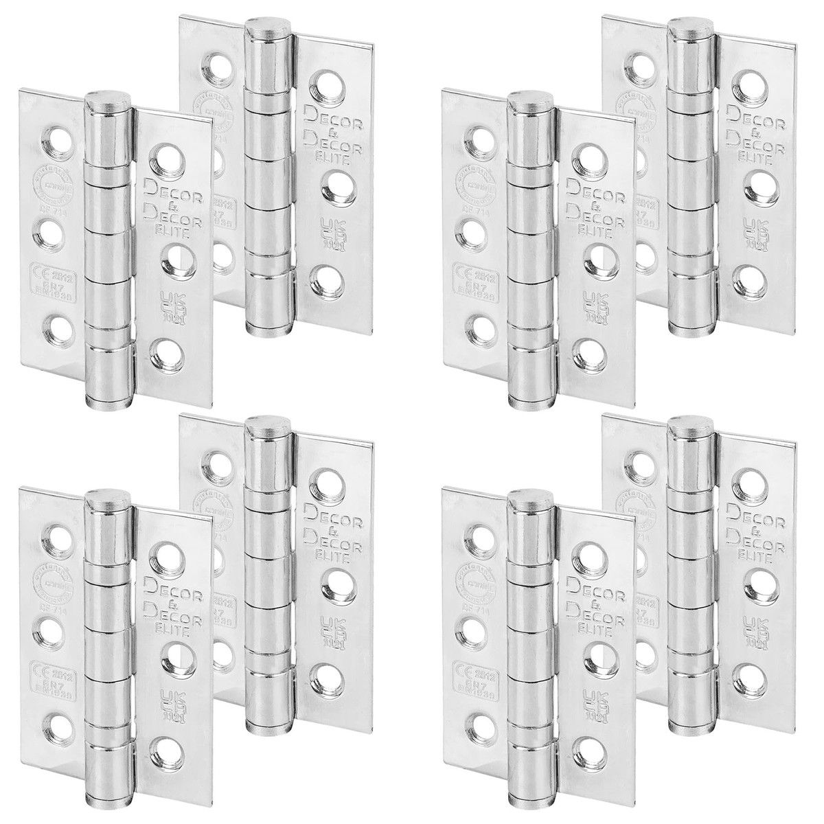 Ball Bearing Fire Rated Door Hinges - 3inch / 76mm - Polished Chrome - 4 Pairs
