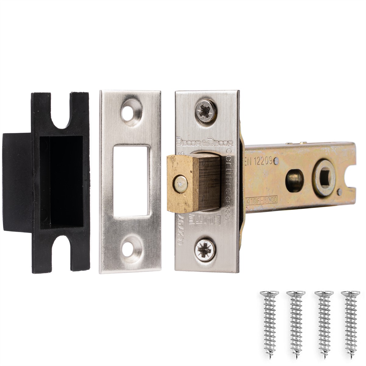 Fire Rated Tubular Bathroom Deadbolt - 76mm - Satin Nickel