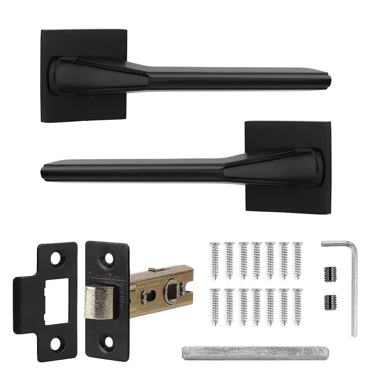 Pera Matt Black Passage Door Handles - Latch Kit Set