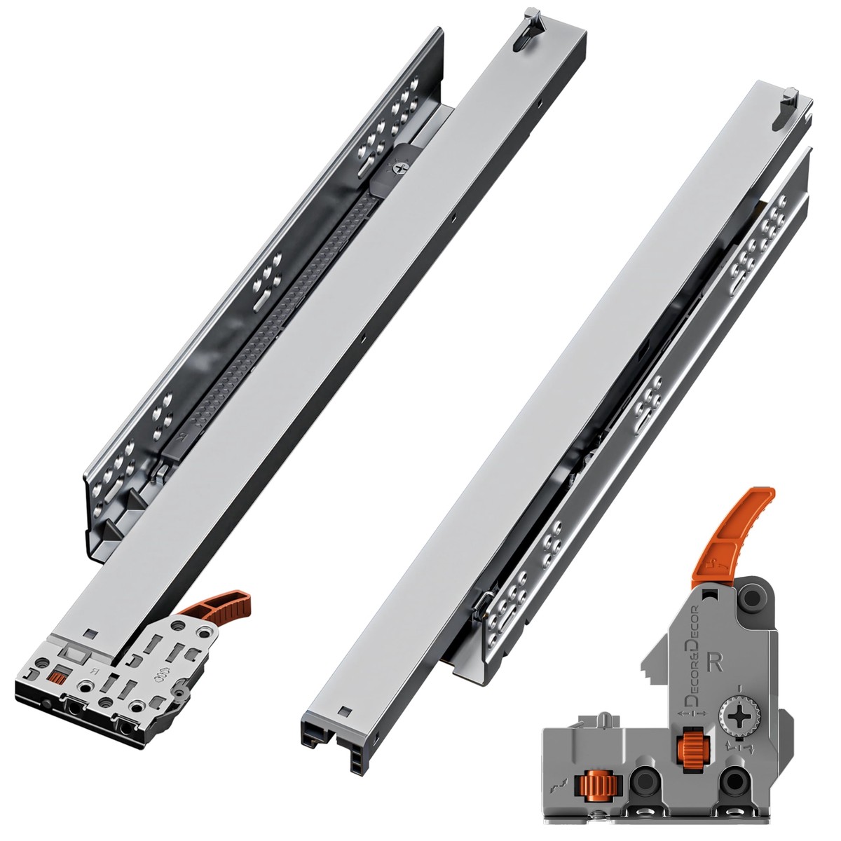Push to Open and Soft Close - Undermount Drawer Runners - Full Extension - 35 kg Capacity - 300mm Length