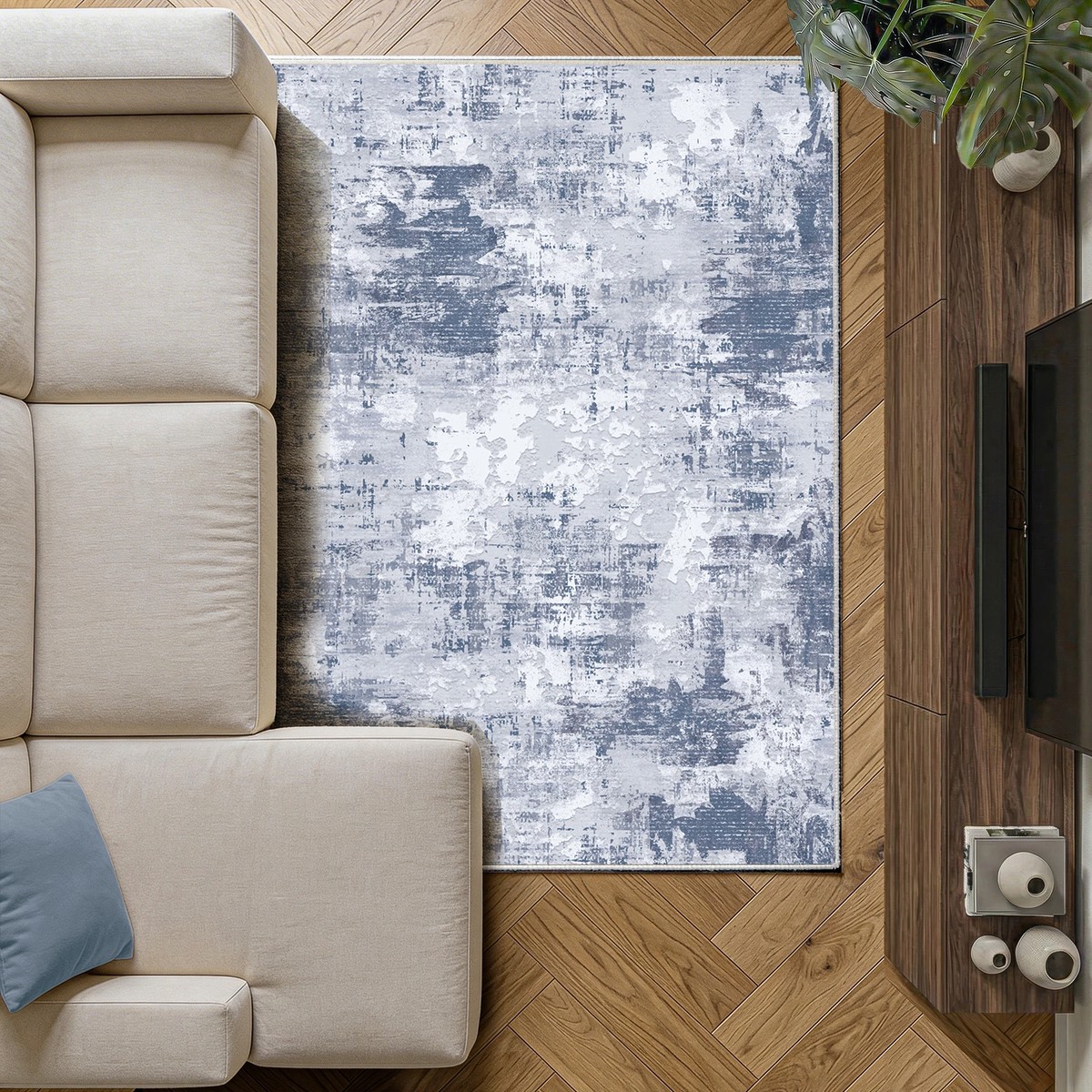 Ravine - Abstract Washable Medium Area Rug - 120x170cm