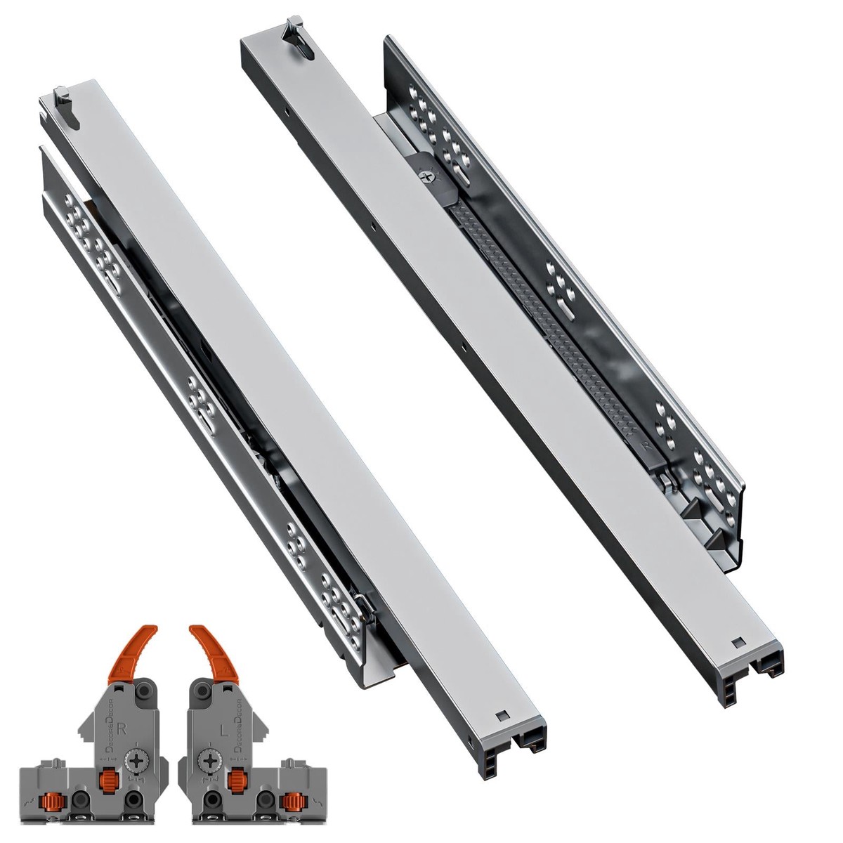 Undermount Drawer Runners 500mm - Push to Open, Full Extension - 490mm Drawer Length