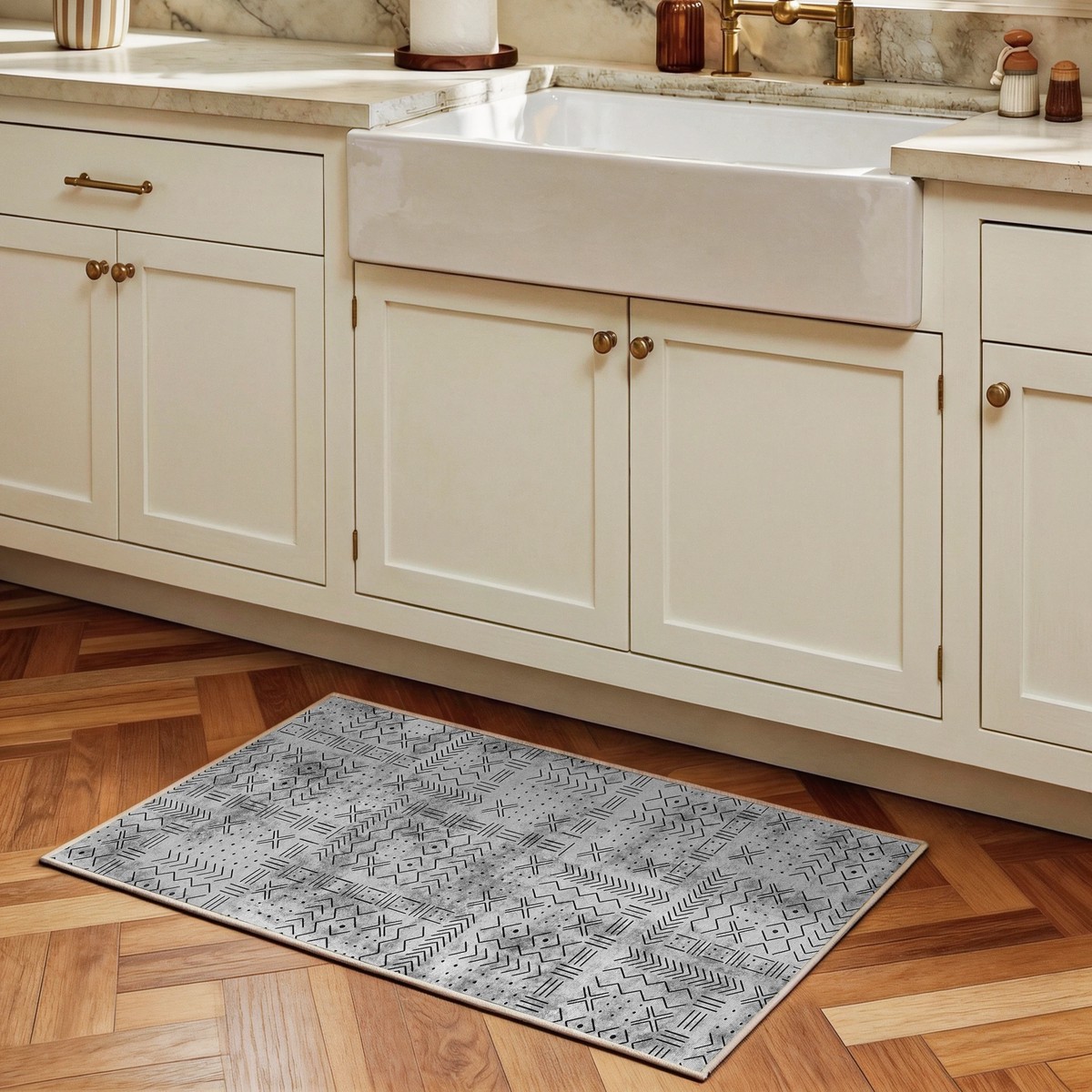 Velano - Geometric Washable Bathroom Rug - 60x90cm