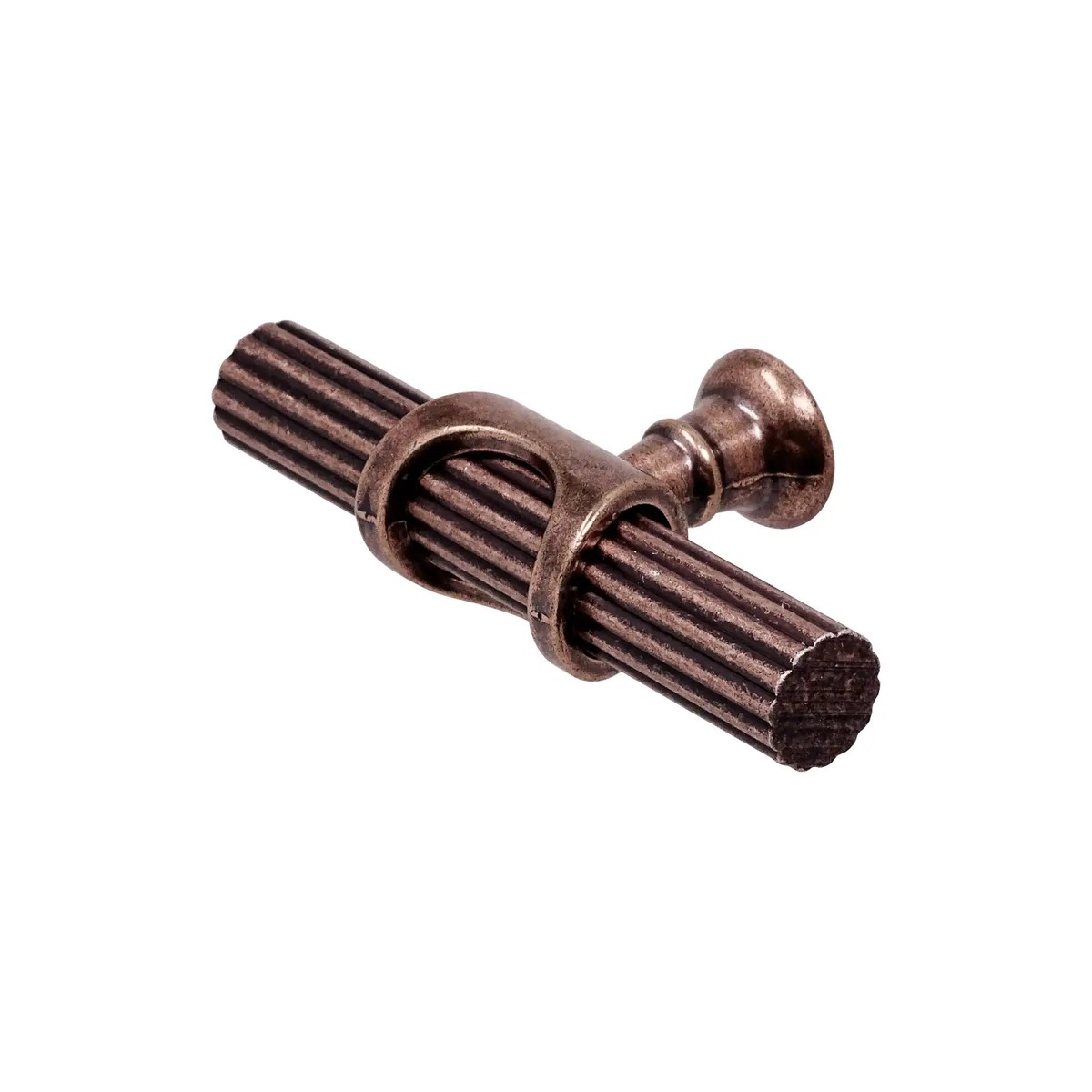 Sienna - Lines Knurled T-Bar Kitchen Cabinet Pull Knob - Antique Copper