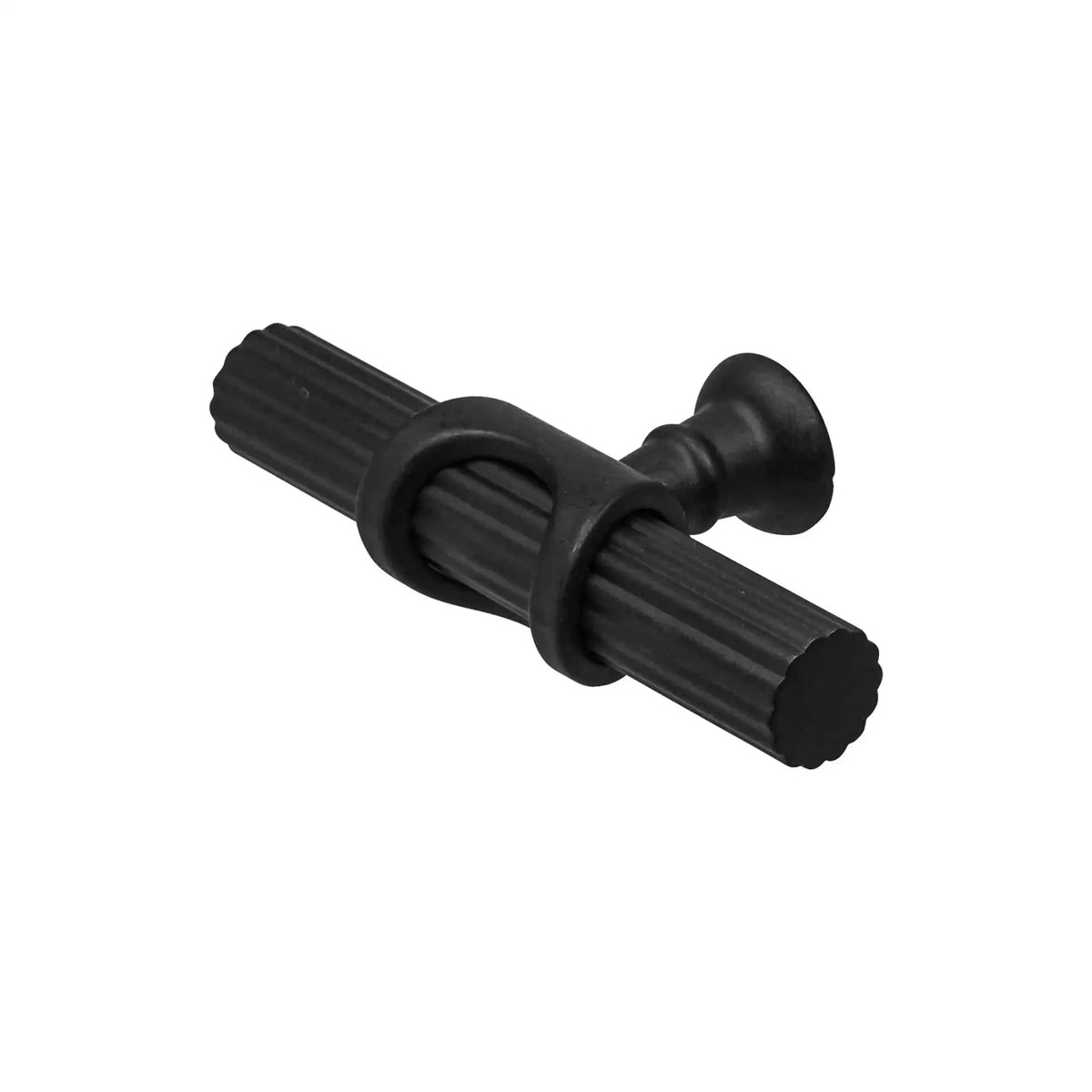 Sienna - Lines Knurled T-Bar Kitchen Cabinet Pull Knob - Matt Black