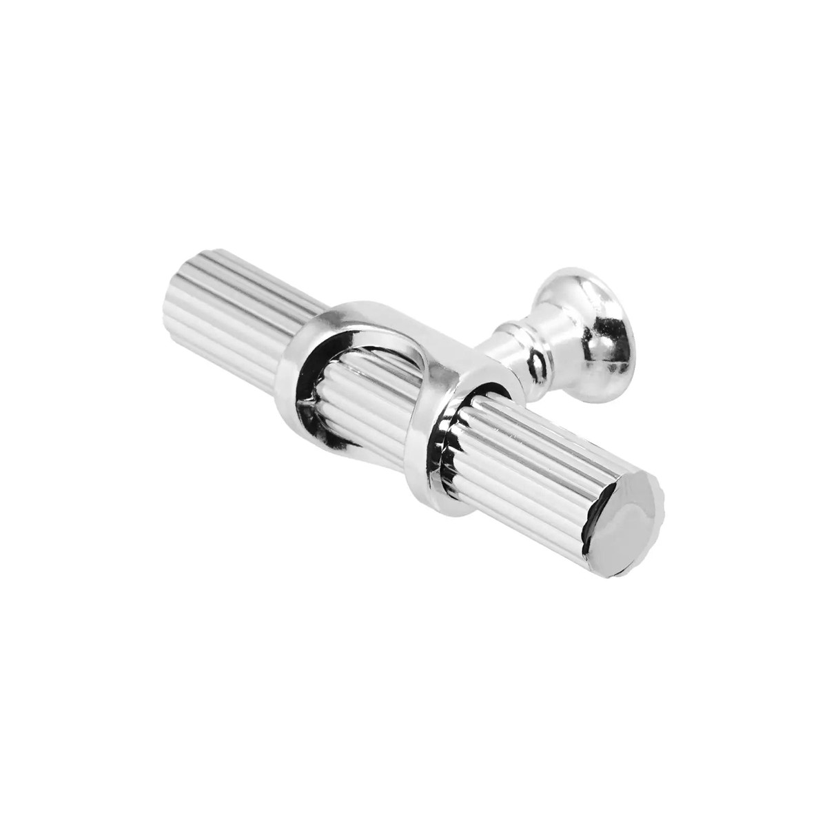 Sienna - Lines Knurled T-Bar Kitchen Cabinet Pull Knob - Polished Chrome