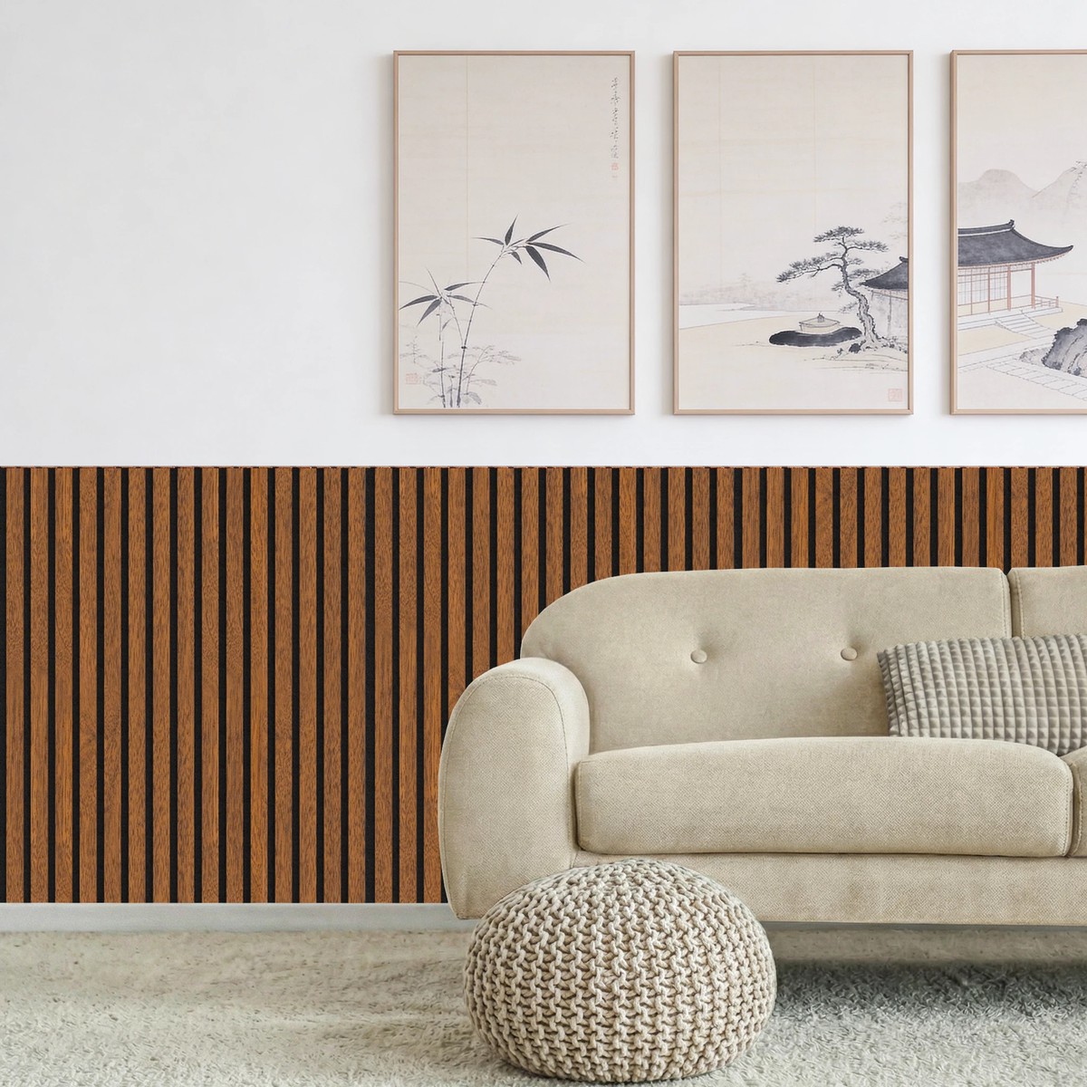 Acoustic Slat Wood Wall Panel - Walnut - 1200