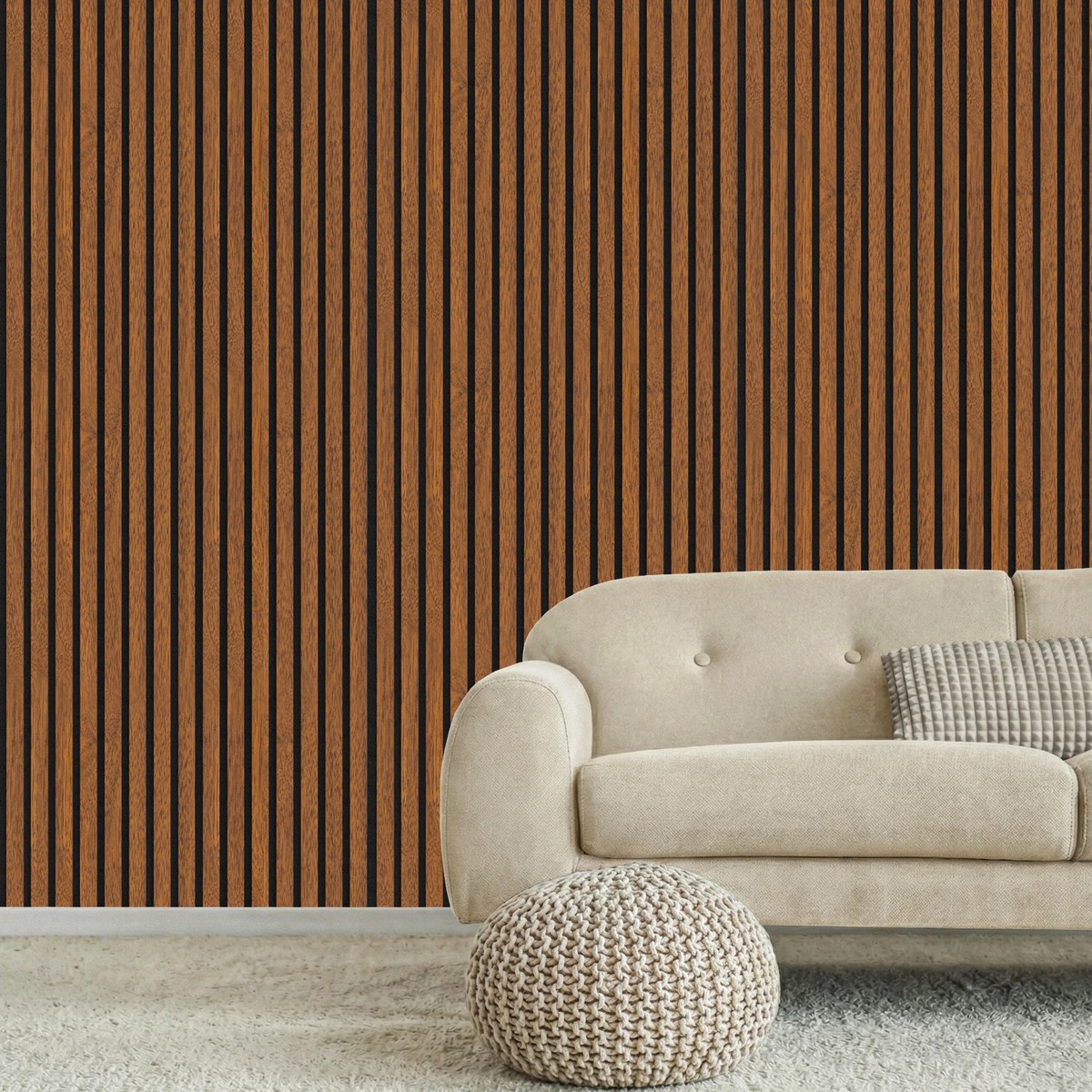 Acoustic Slat Wood Wall Panel - Walnut - 2400