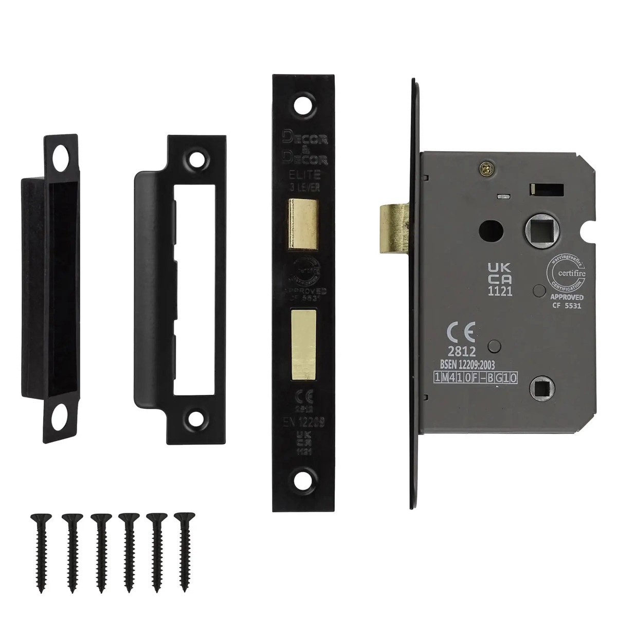 Fire Rated Bathroom Mortice Lock - 64mm - Matt Black