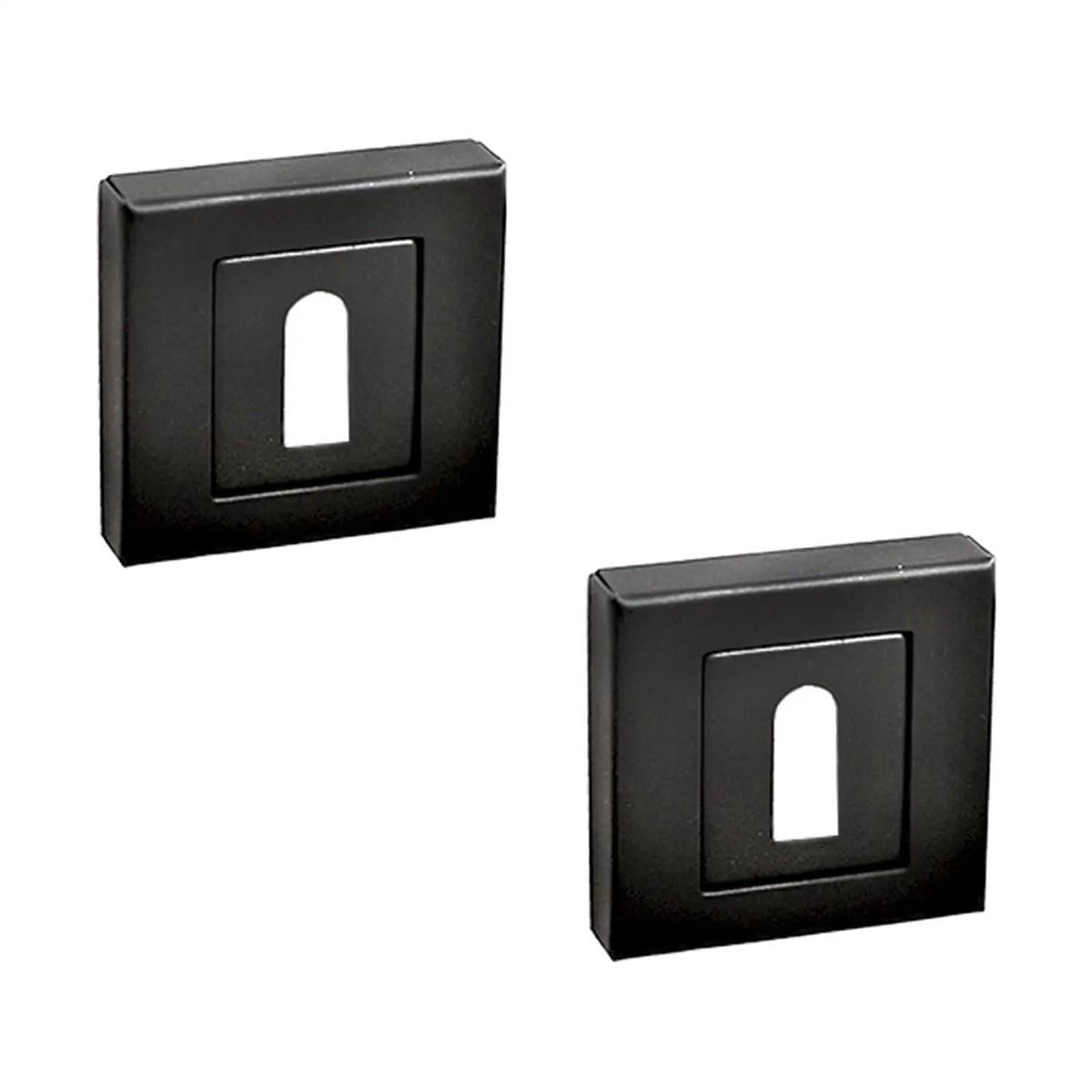 Square Keyhole Cover Escutcheon - Matt Black