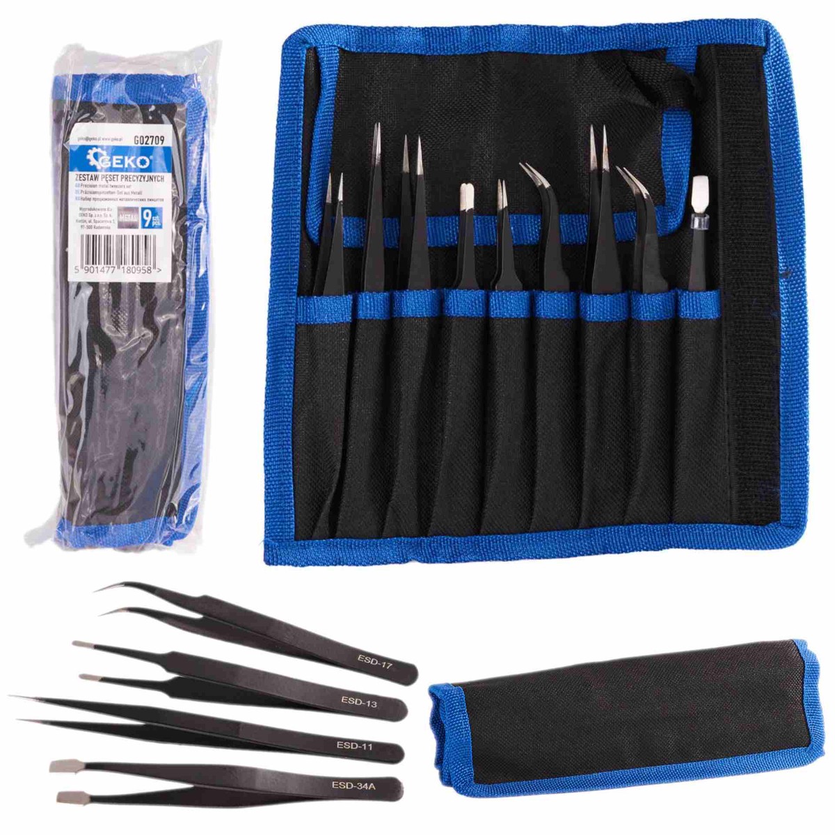 Tppismetallist pintsettide komplekt, 9 tk