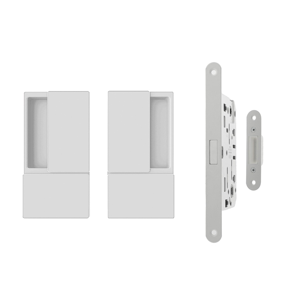 AGB Wave Flush Door Handle & Latch Set - White