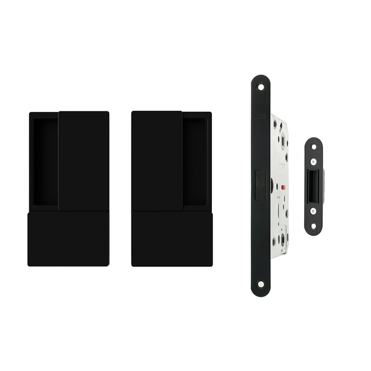 AGB Wave Flush Door Handle & Latch Set - Matt Black