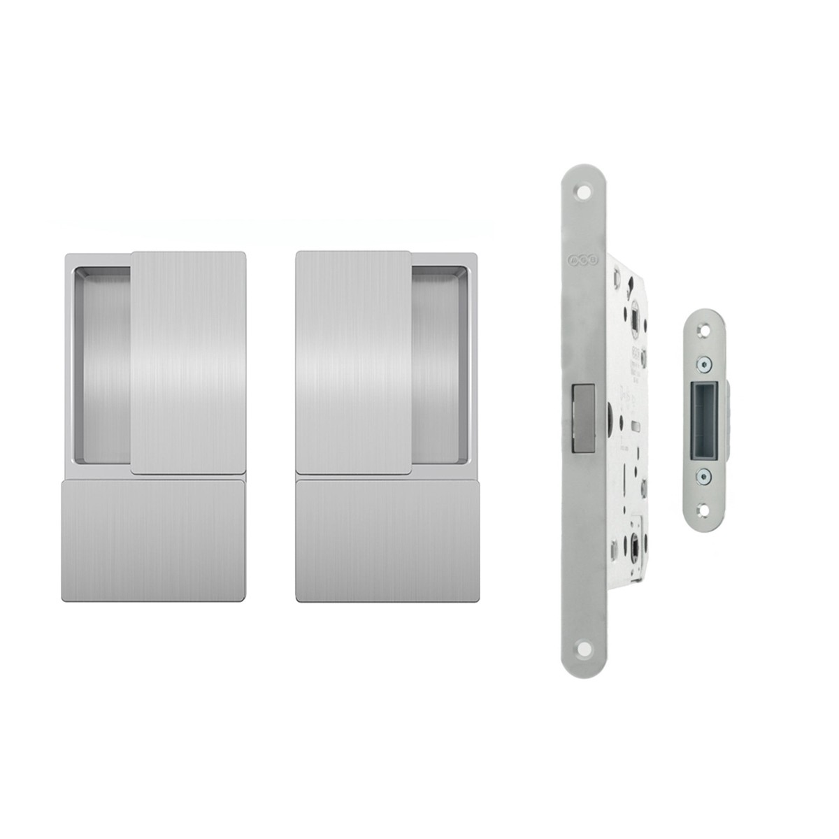 AGB Wave Flush Door Handle & Latch Set - Satin Chrome