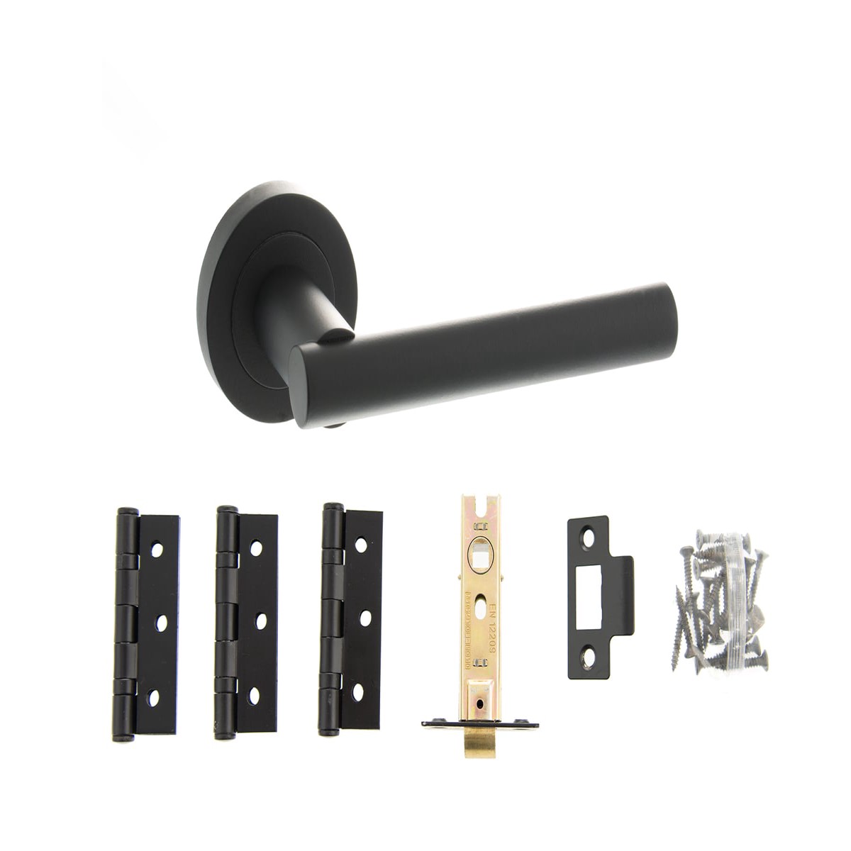 Atlantic Nebraska Door Pack Bundle (3" Latch, 3"x2" Hingesx3) - Matt Black