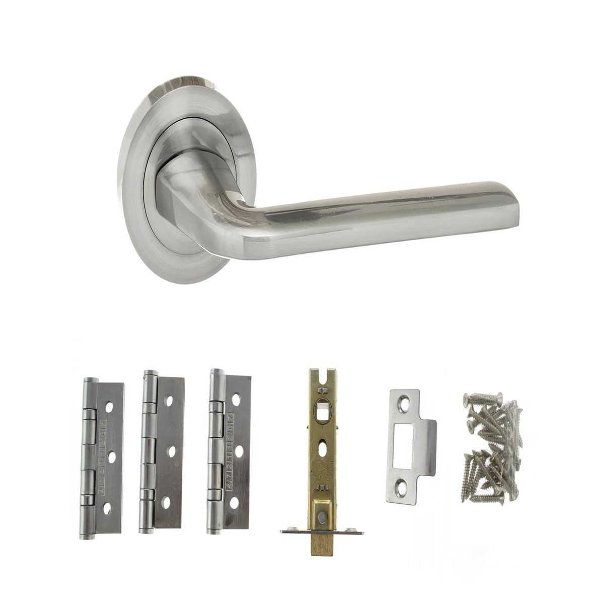 Atlantic Surf Door Pack Bundle (3" Latch, 3"x2" Hingesx3) - Satin Chrome
