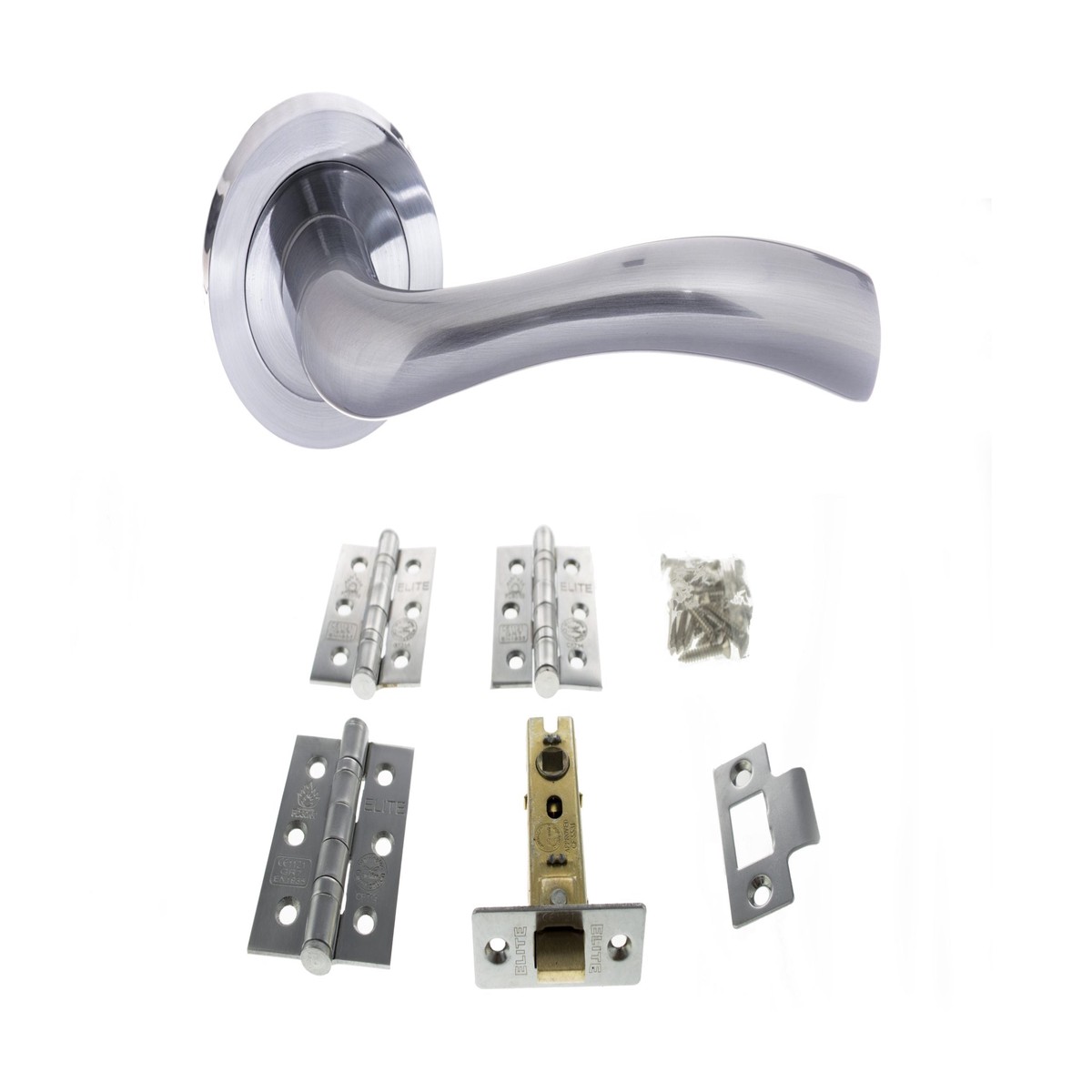 Atlantic Texas Door Pack Bundle (2.5" Latch, 3"x2" Hingesx3) - Satin Chrome