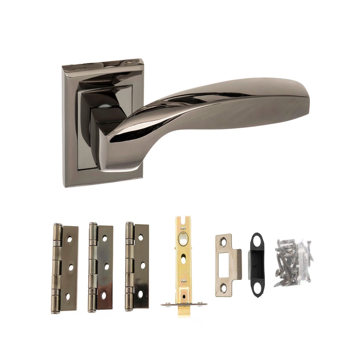 Atlantic Oklahoma Door Pack Bundle (3" Latch, 3"x2" Hingesx3) - Black Nickel