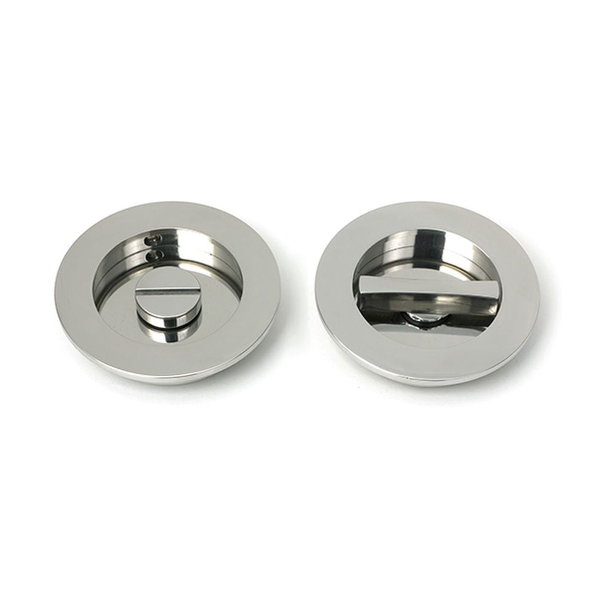 From The Anvil - Polished Marine SS (316) 75mm Plain Round Pull - Privacy Set