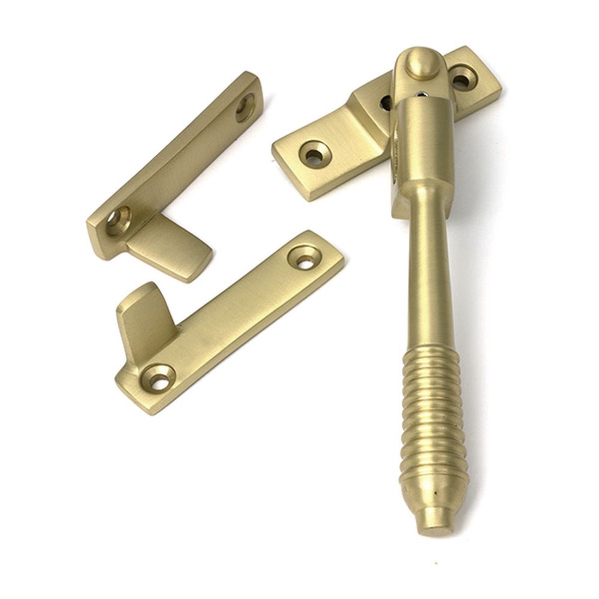 From The Anvil - Satin Brass Night-Vent Locking Reeded Fastener