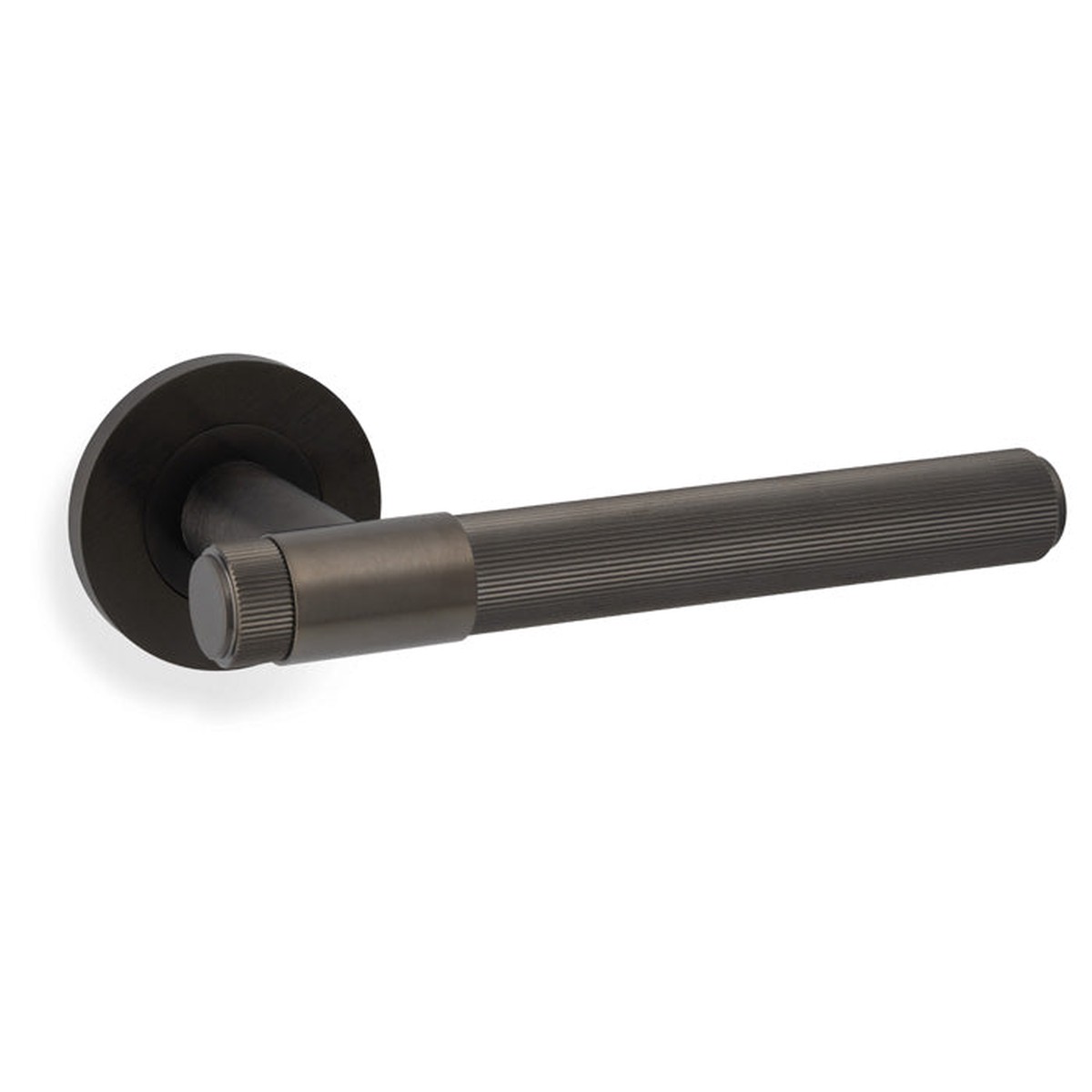 Alexander & Wilks - Kingston Reeded lever on Round Rose-Dark Bronze PVD