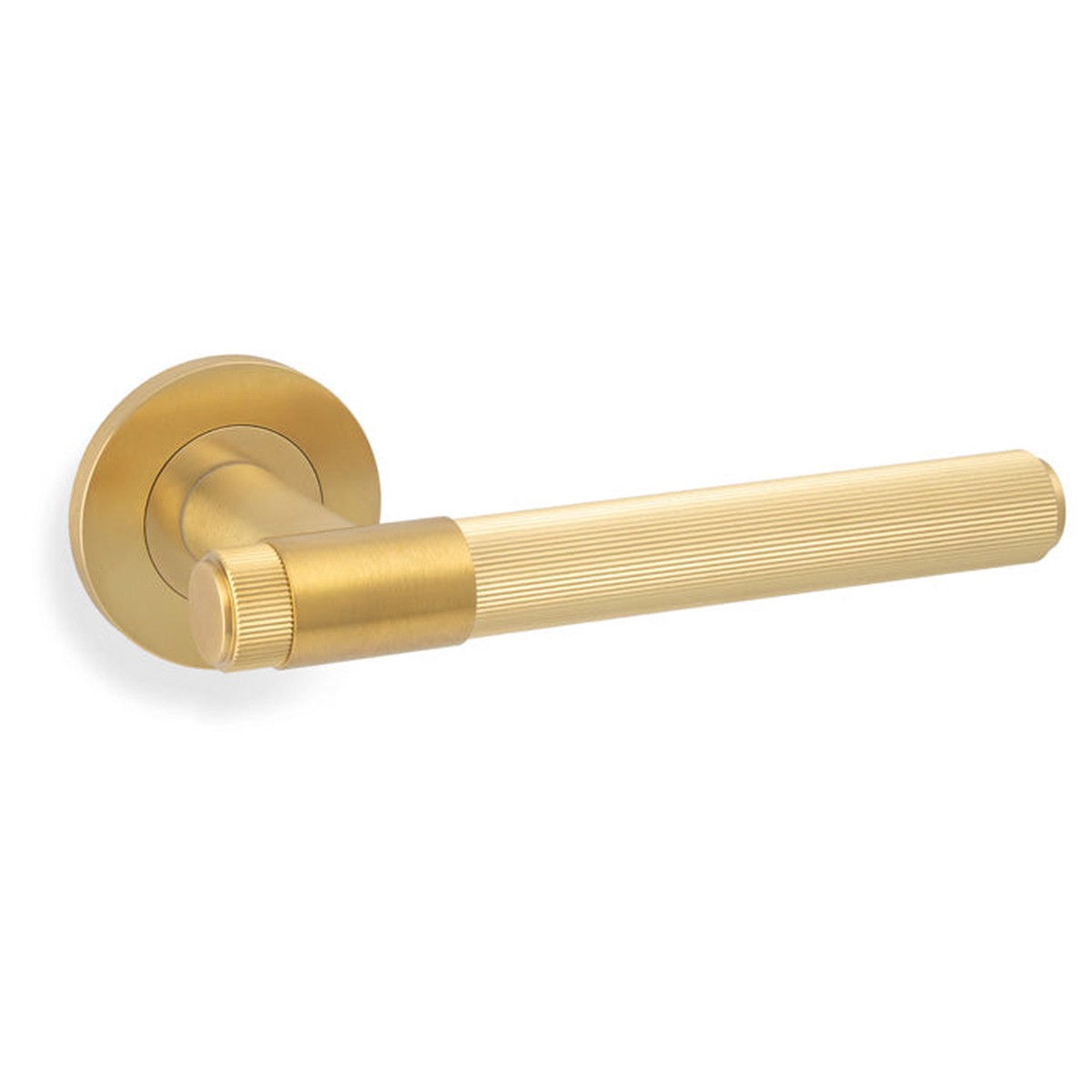 Alexander & Wilks - Kingston Reeded lever on Round Rose-Satin Brass PVD