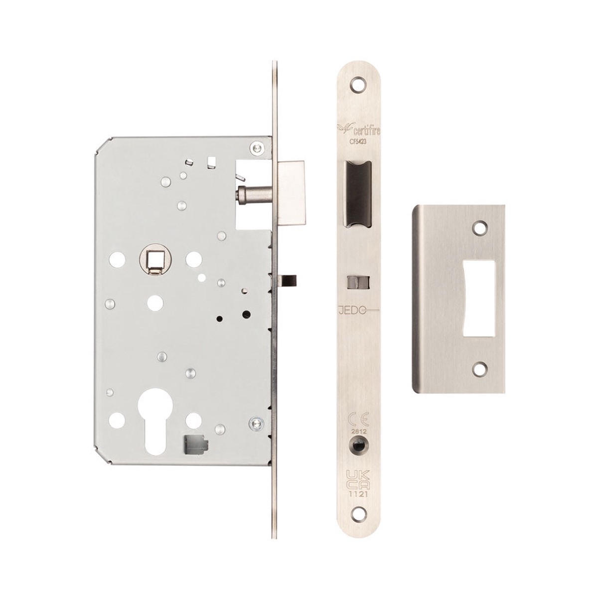 Frelan - Architectural 72mm Din Nightlatches 60mm Backset Radiused Satin Stainless Steel