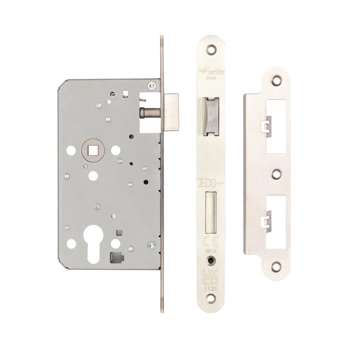 Frelan - Jedo 72mm Din Escape Locks 60mm backset Radiused Satin Stainless Steel