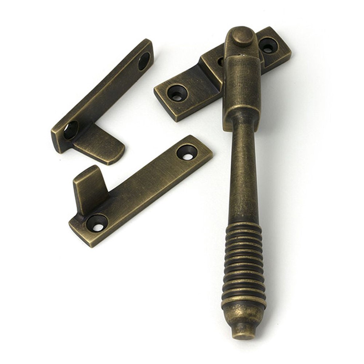 From The Anvil - Burnished Brass Night-Vent Locking Reeded Fastener