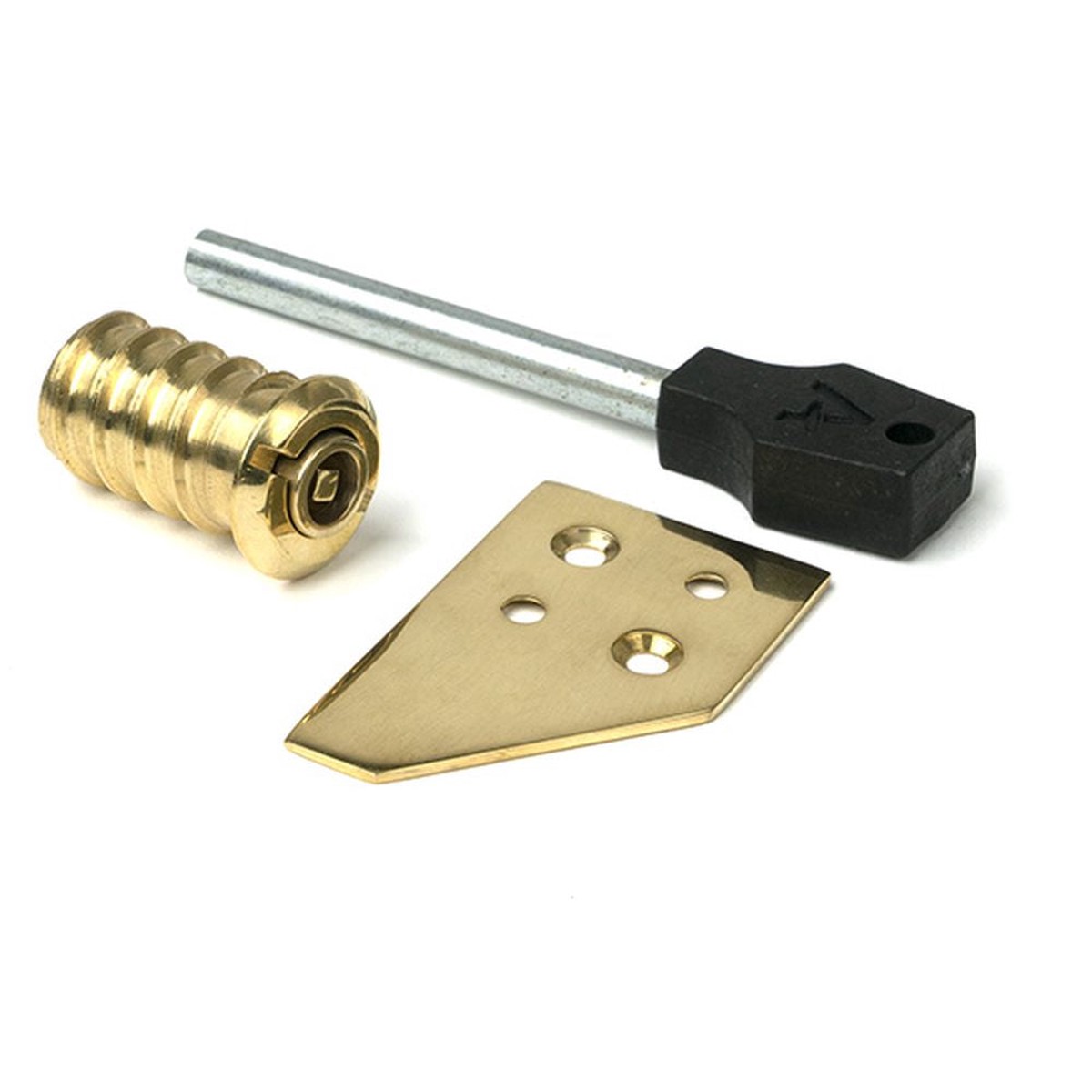 From The Anvil - Polished Brass Key-Flush Sash Stop