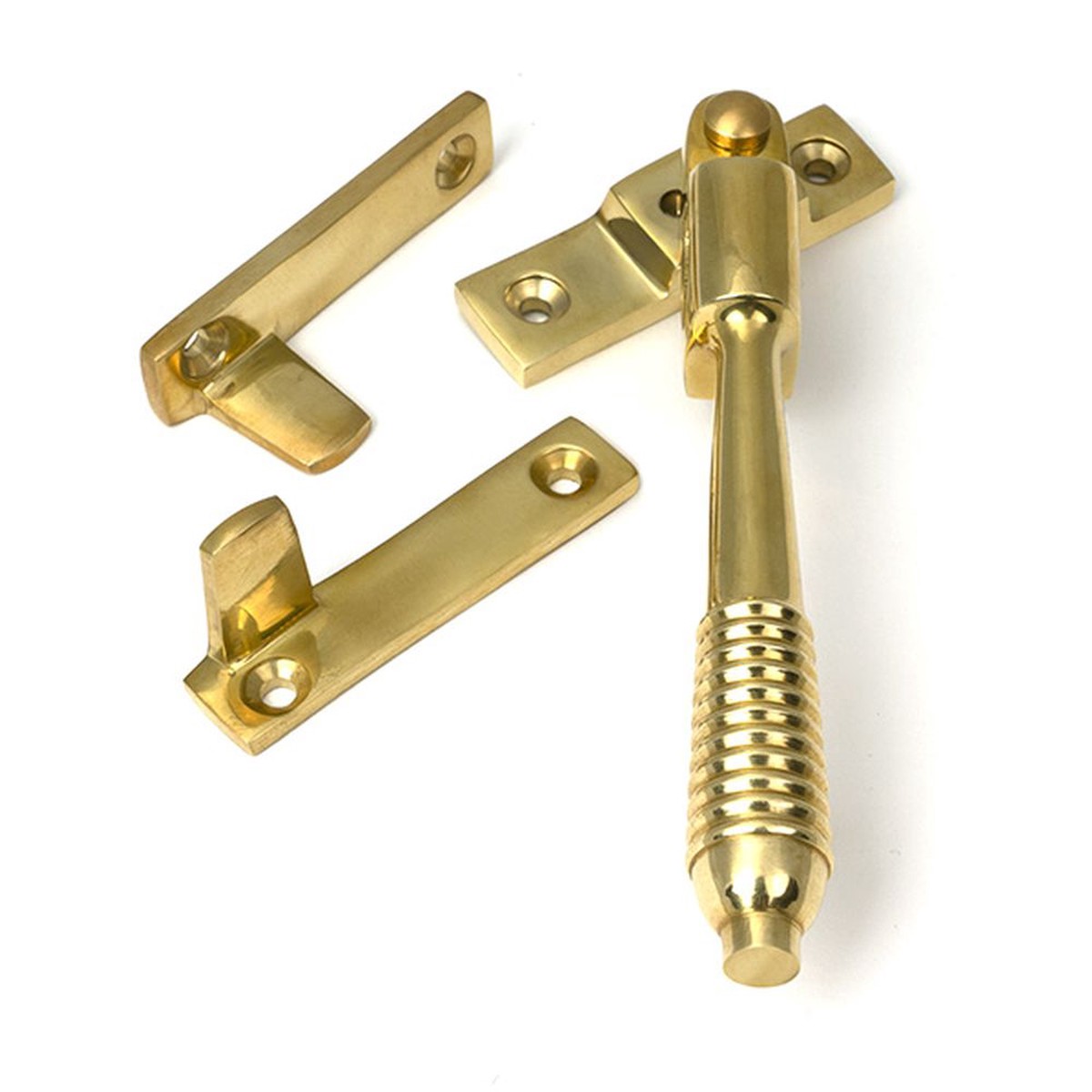 From The Anvil - Polished Brass Night-Vent Locking Reeded Fastener