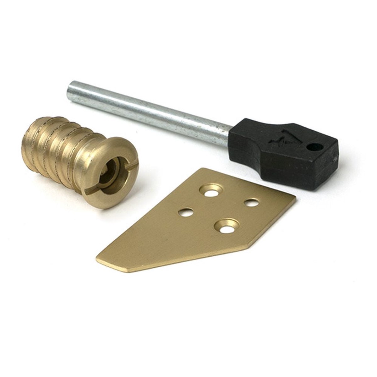 From The Anvil - Satin Brass Key-Flush Sash Stop