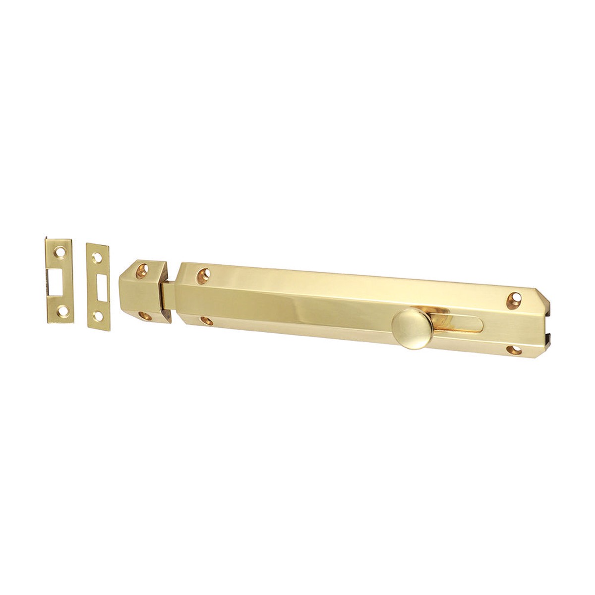 Timco - Architectural Flat Section Bolt - Polished Brass 210 x 35mm (1 Each Bag)