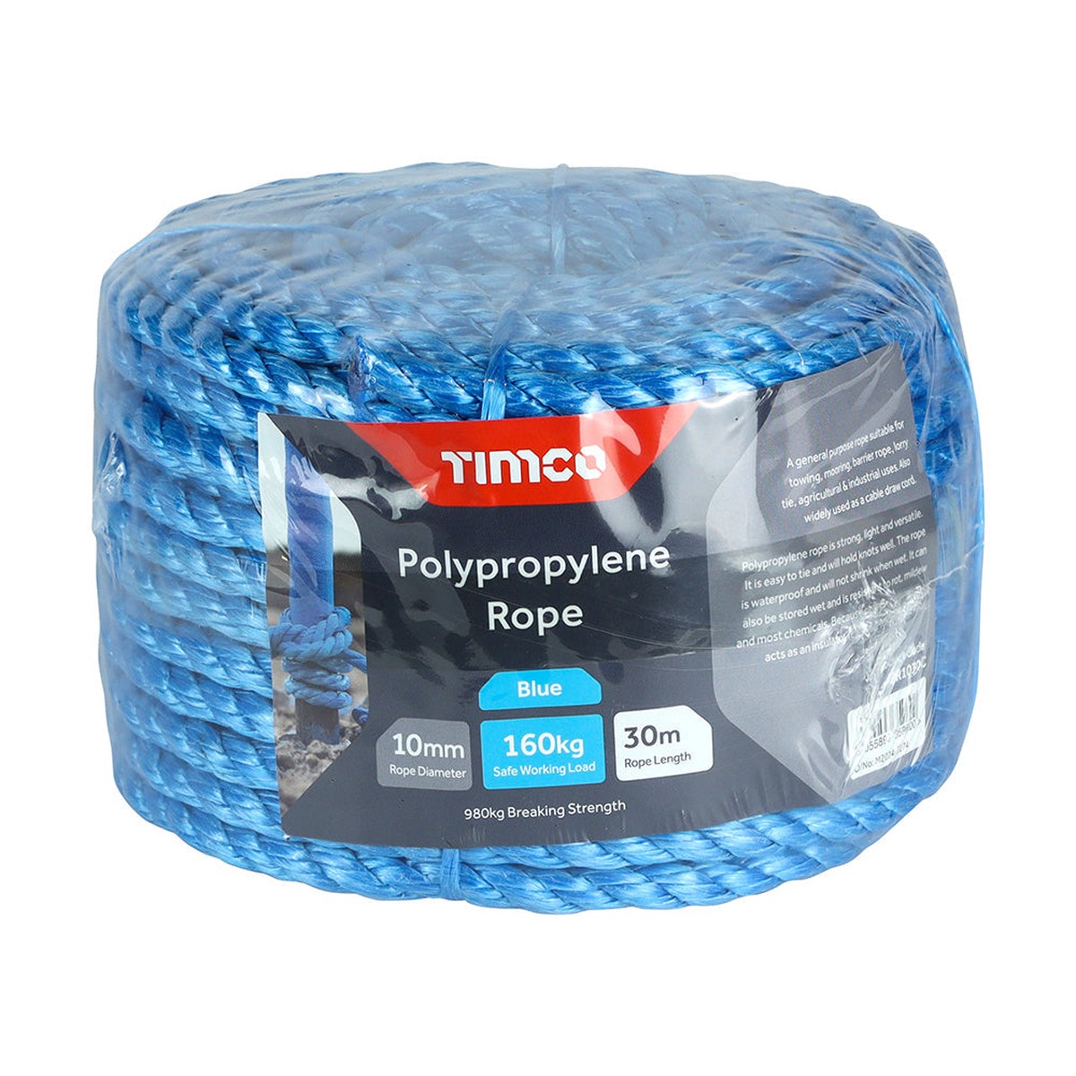 Timco - Polypropylene Rope - Blue - Coil 10mm x 30m (1 Each Unit)