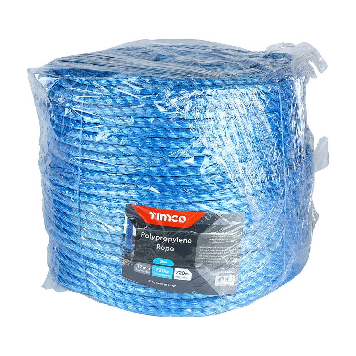 Timco - Polypropylene Rope - Blue - Long Coil 12mm x 220m (1 Each Unit)