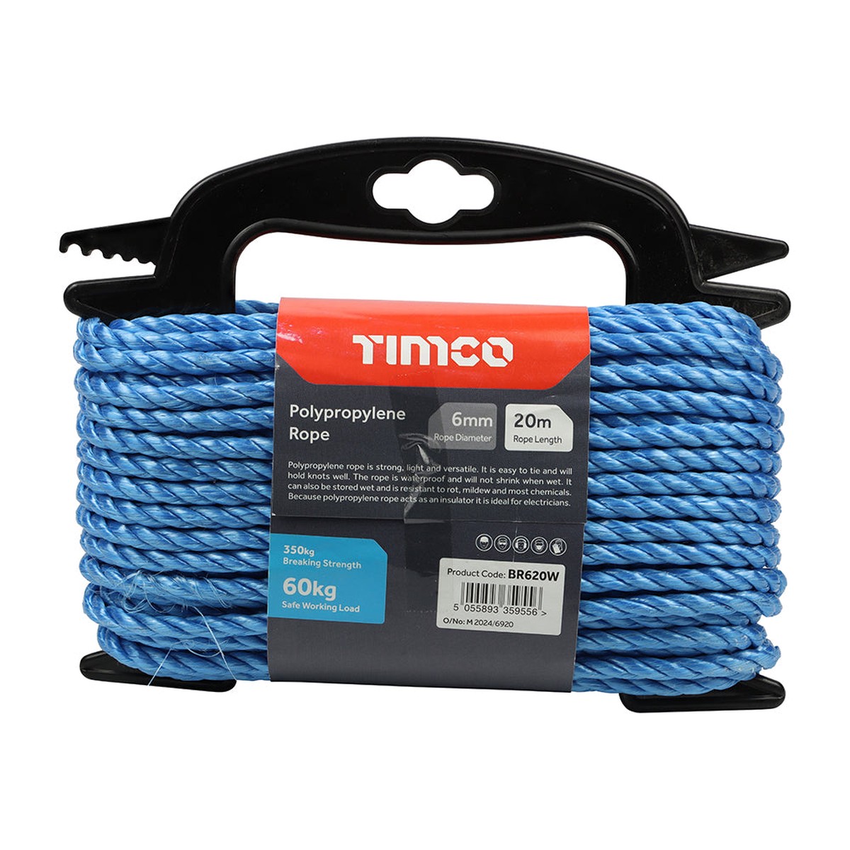 Timco - Polypropylene Rope - Blue - Winder 6mm x 20m (1 Each Unit)