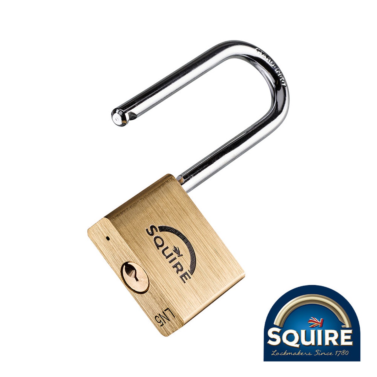 Squire - Premium Brass Lion Padlock - 2.5" Long Shackle - LN5/2.5 50mm (1 Each Blister Pack)