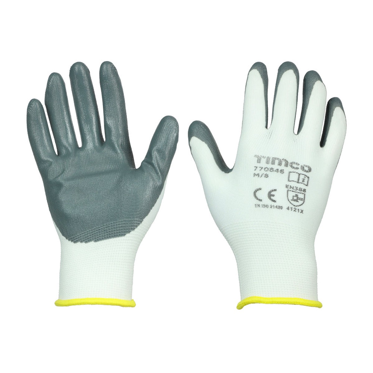Timco - Secure Grip Gloves - Smooth Nitrile Foam Coated Polyester Medium (1 Pairs Backing Card)