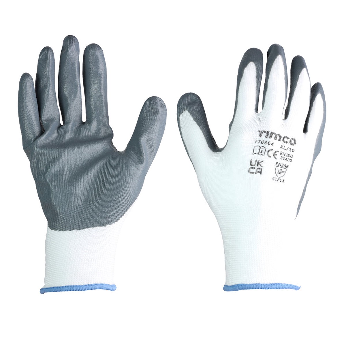 Timco - Secure Grip Gloves - Smooth Nitrile Foam Coated Polyester - Multi Pack X Large (12 Pairs Bag)