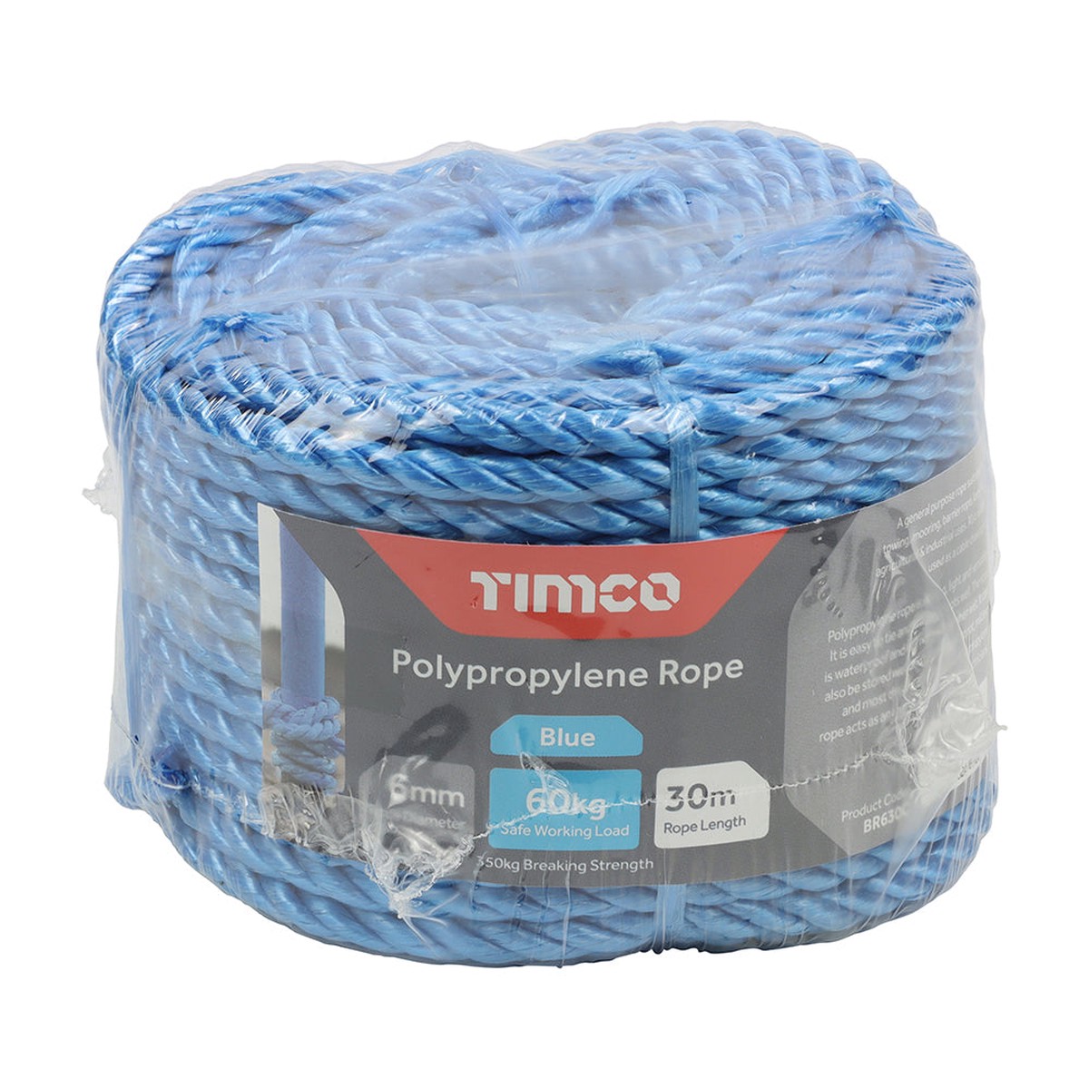 Timco - Polypropylene Rope - Blue - Coil 6mm x 30m (1 Each Unit)