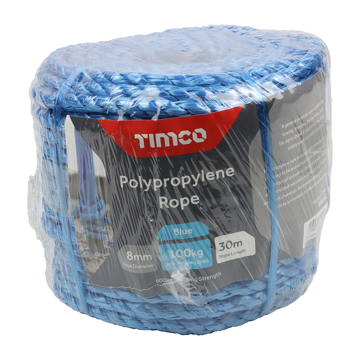 Timco - Polypropylene Rope - Blue - Coil 8mm x 30m (1 Each Unit)