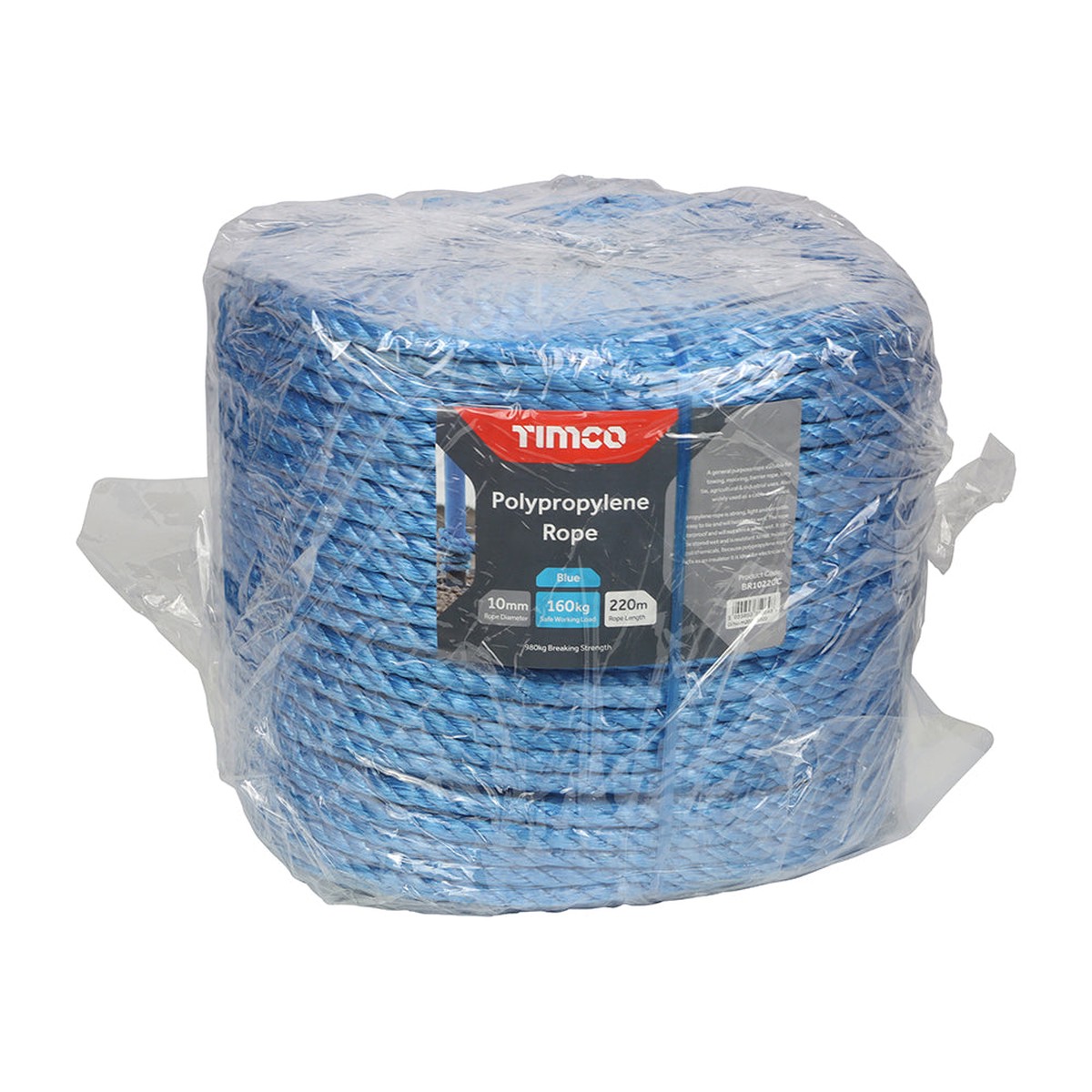 Timco - Polypropylene Rope - Blue - Long Coil 10mm x 220m (1 Each Unit)