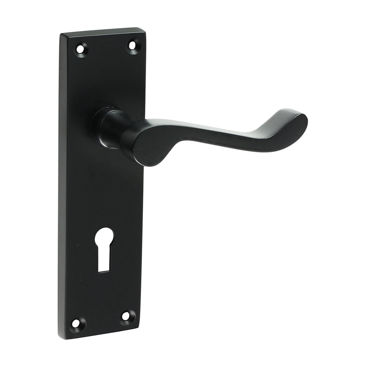 Timco - Victorian Scroll Lock Handles - Matt Black 152 x 42 (1 Pairs Blister Pack)