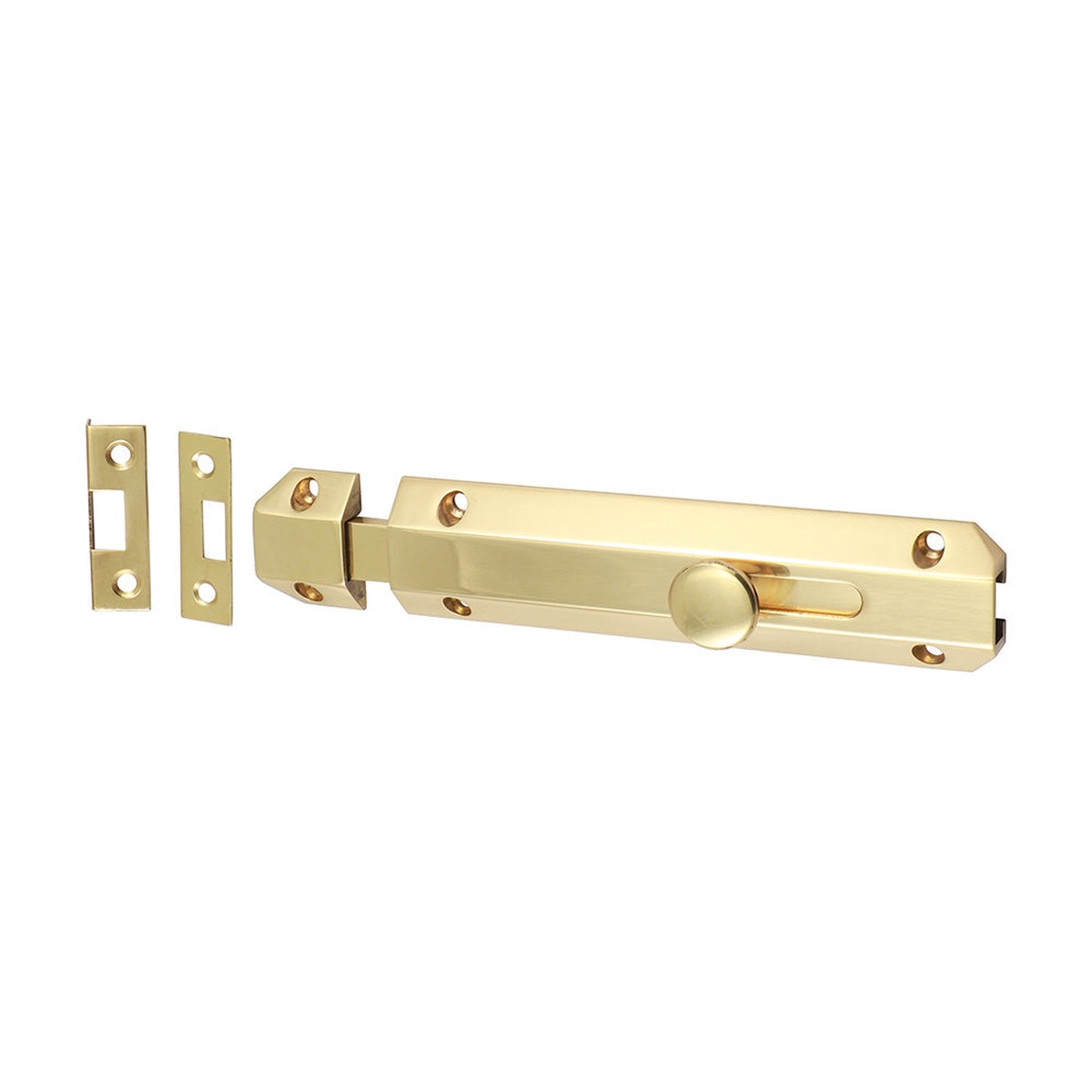 Timco - Architectural Flat Section Bolt - Polished Brass 150 x 35mm (1 Each Bag)