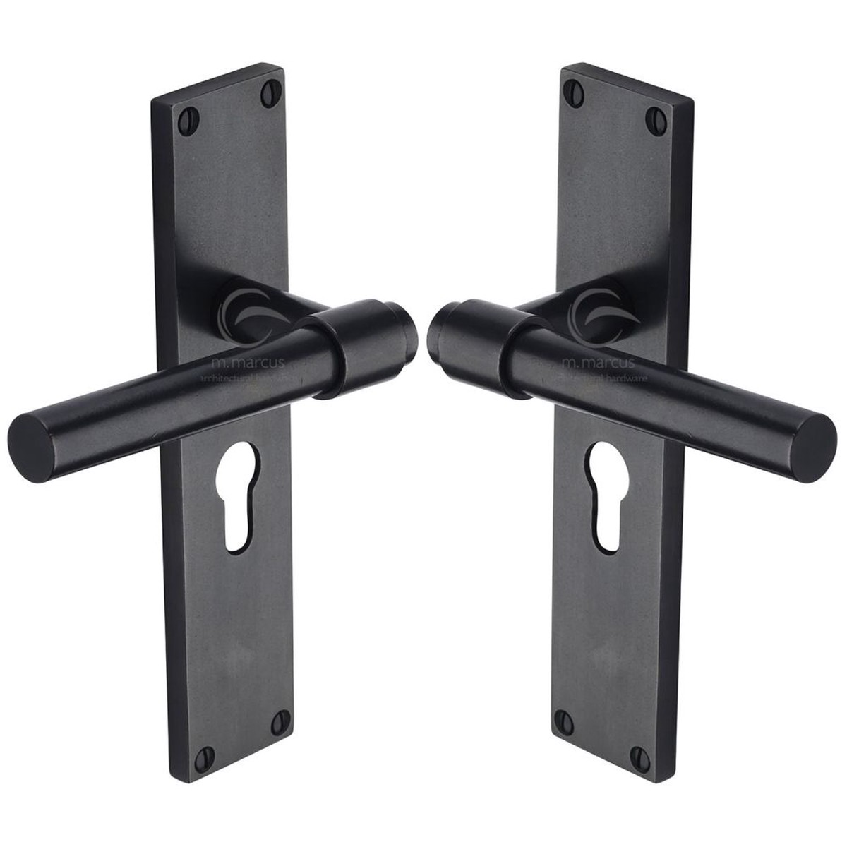 M.Marcus - Rustic Dark Bronze Door Handle Euro Profile Fountain Design