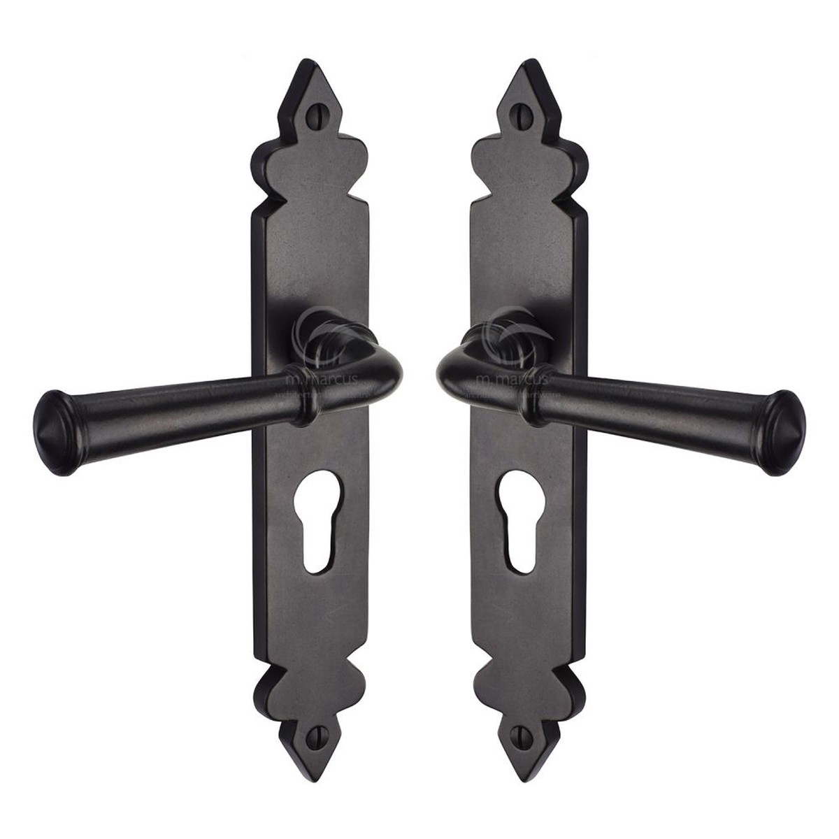 M.Marcus - Rustic Dark Bronze Door Handle Euro Profile Ludlow Design