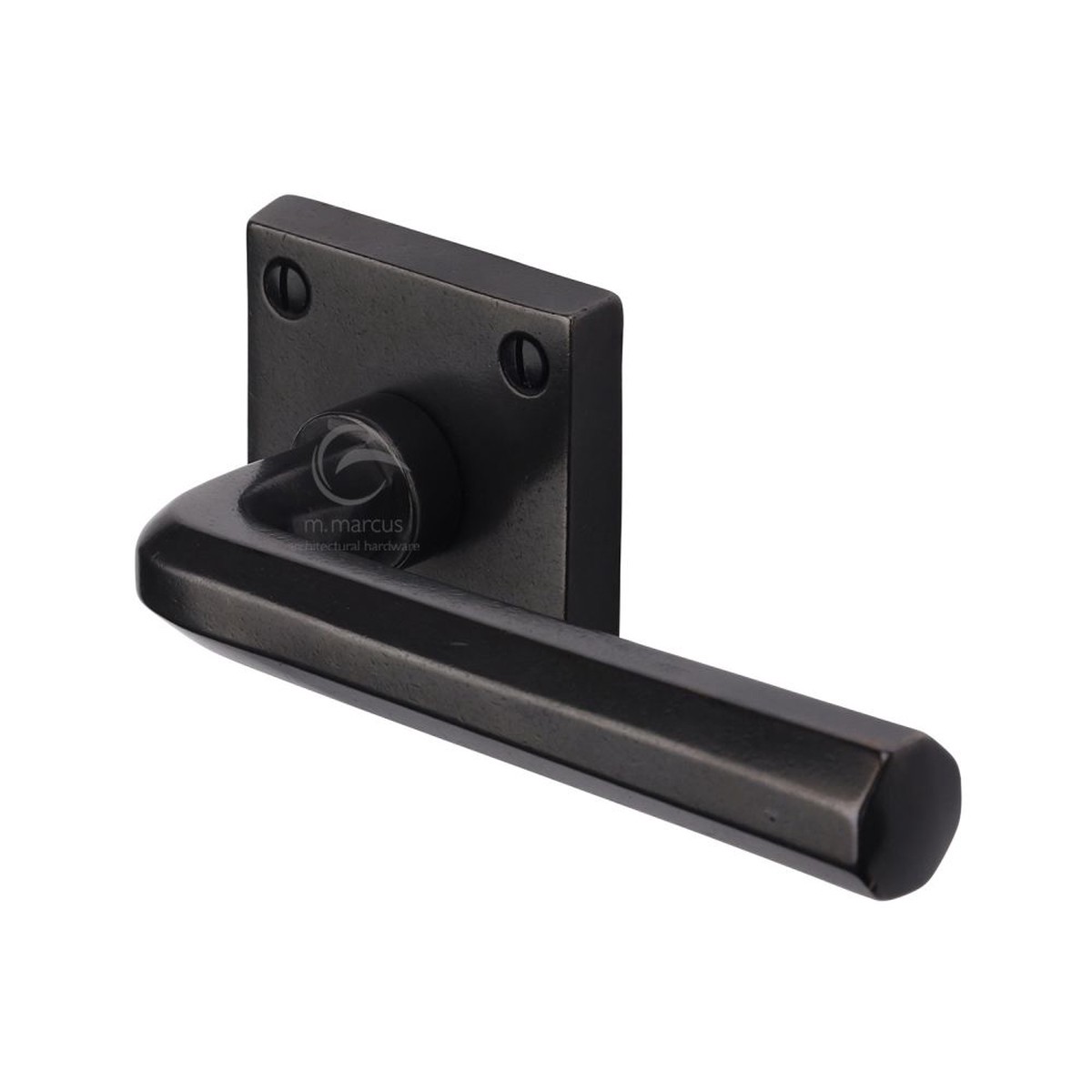 M.Marcus - Rustic Dark Bronze Door Handle Lever Latch on Square Rose Octave Design