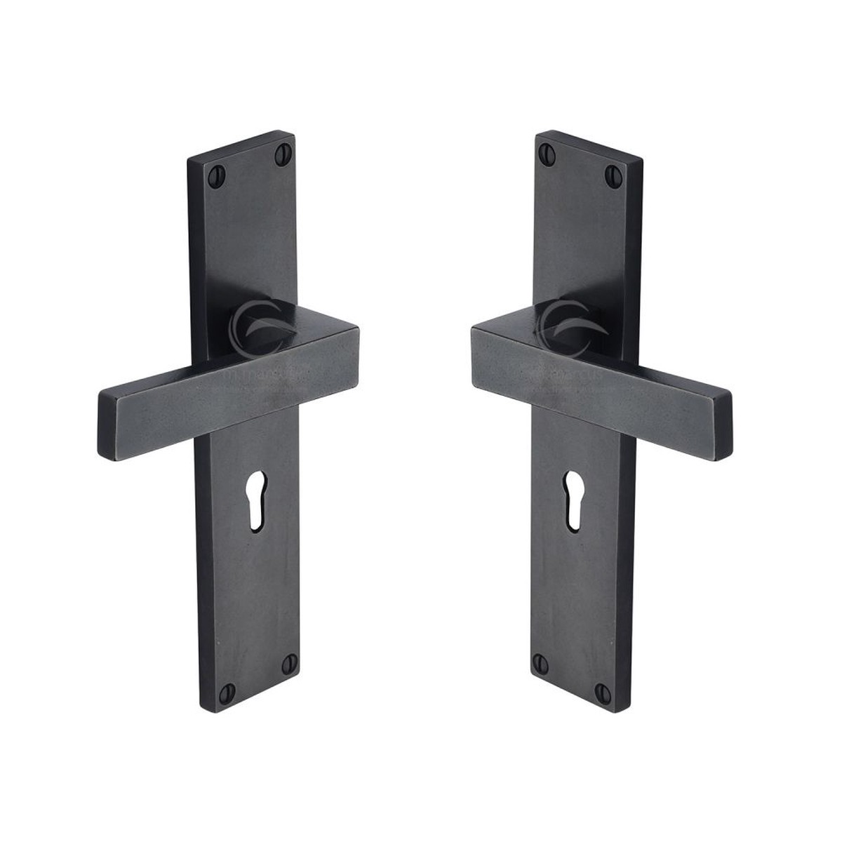M.Marcus - Rustic Dark Bronze Door Handle Lever Lock Cheswell Design