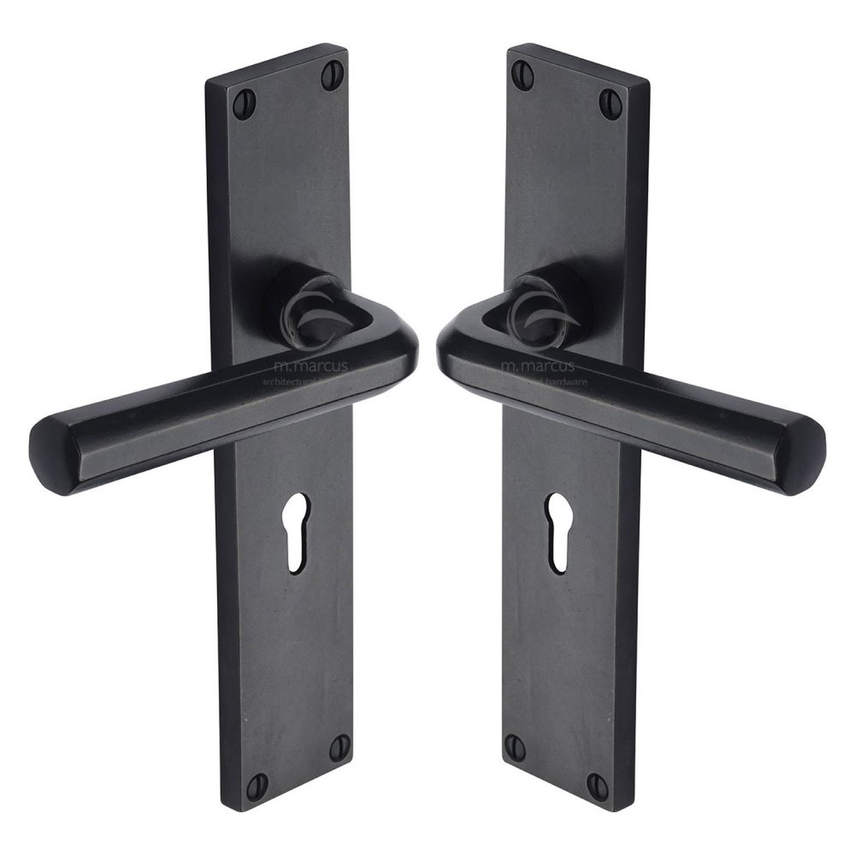 M.Marcus - Rustic Dark Bronze Door Handle Lever Lock Octave Design